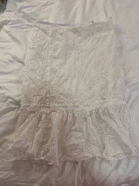 Vintage White Eyelet A-Line Ruffle Skirt